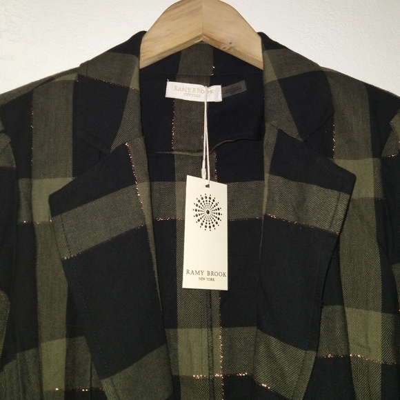 NWT RAMY BROOK Ina Puff Sleeve Olive Belted Jacket - Picture 5 of 8